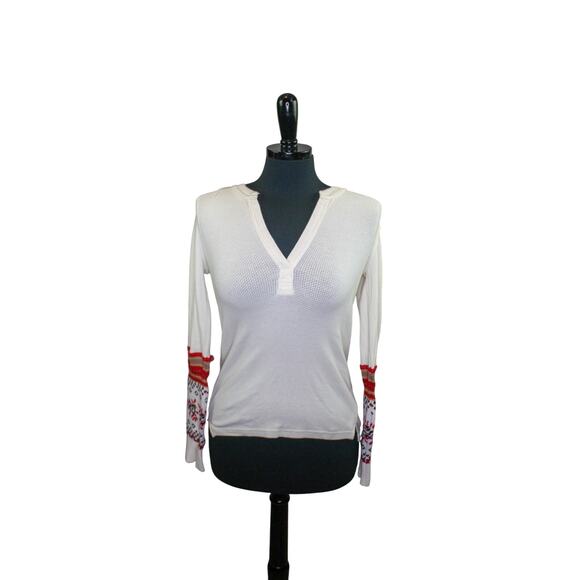 We The Free V Neck Thermal Top Crochet Knit Folk Scandi Cabin Cozy - Picture 1 of 6